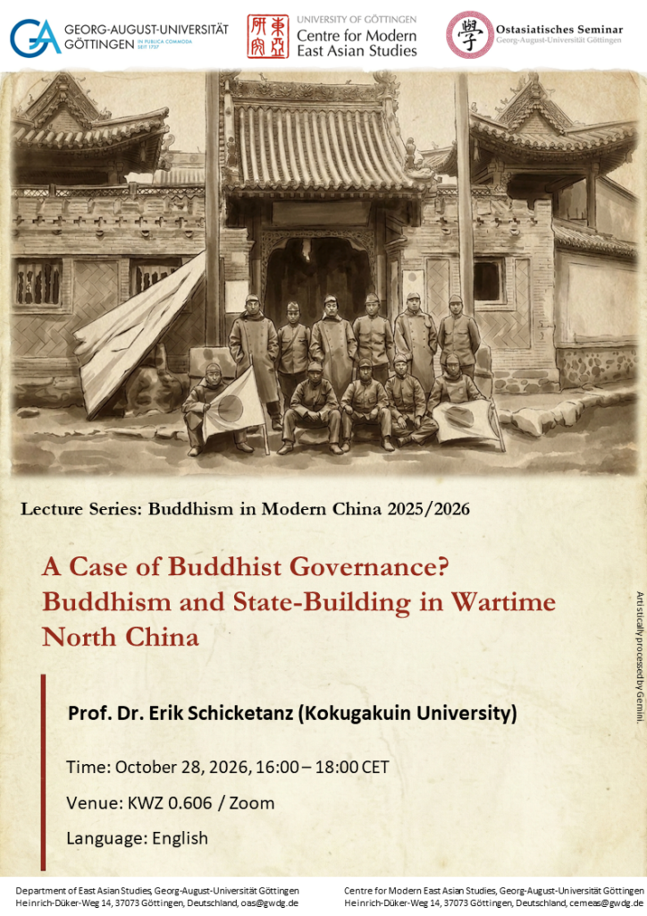Lecture: A Case of Buddhist Governance? Buddhism and State-Building in Wartime North China